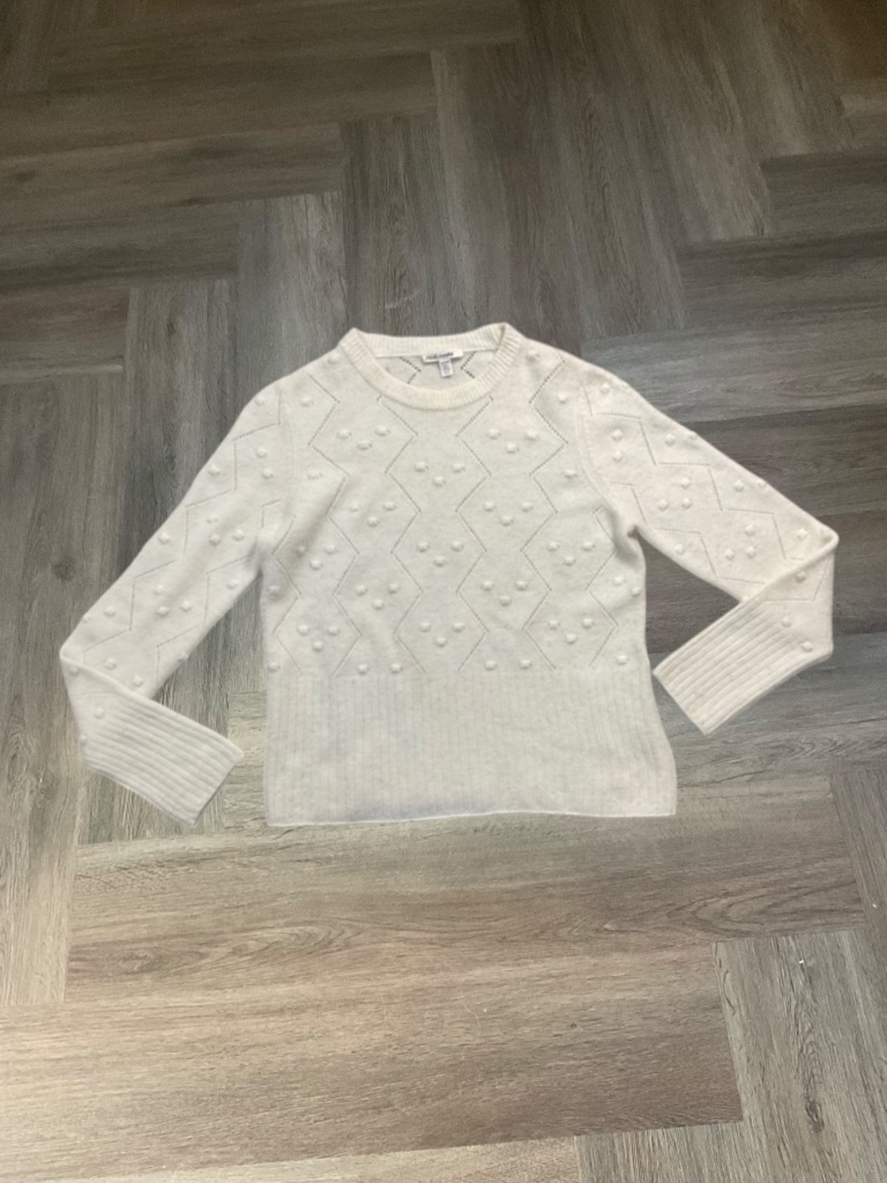 Splendid Julia Diamond Pointelle Wool Alpaca Blend Sweater Womens Medium Ivory - Picture 3 of 10